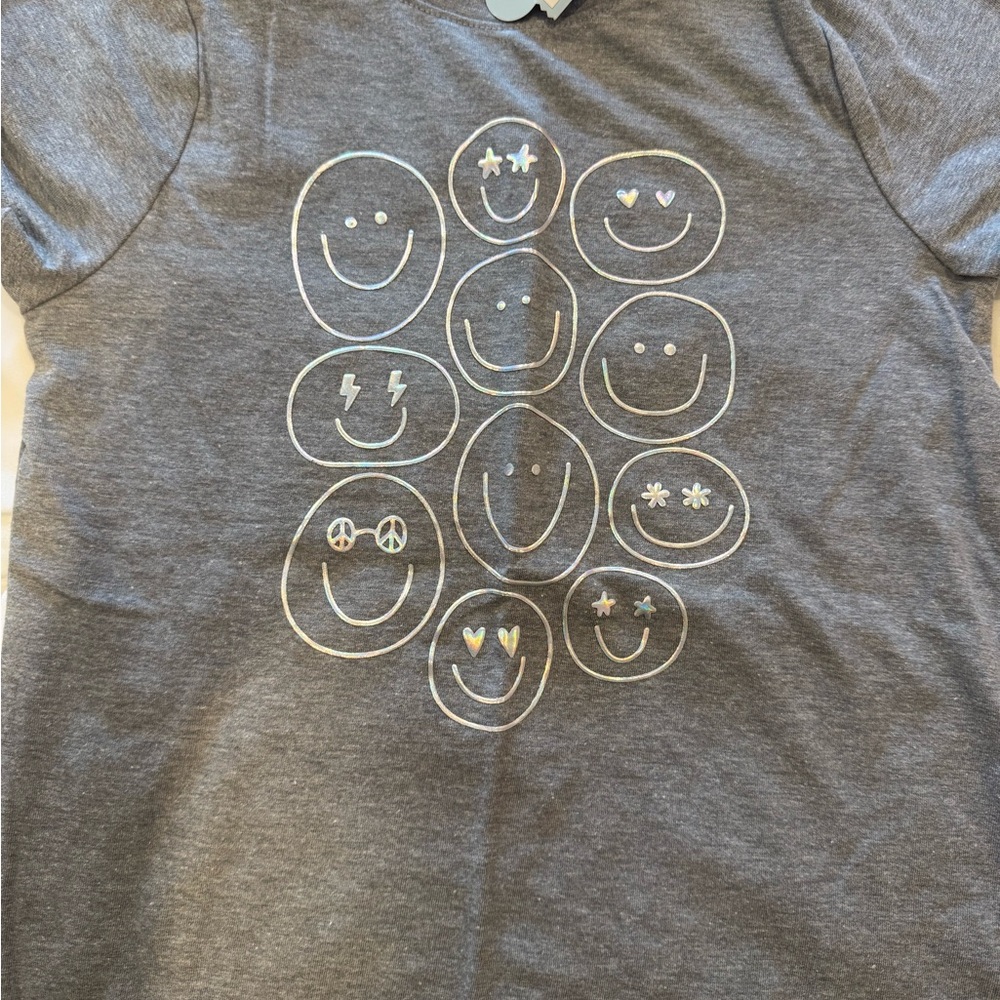 Gray Smiley Face Kids T-Shirt